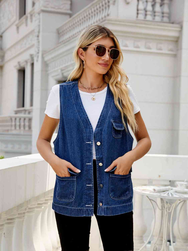 Button Down Denim Vest | 1mrk.com