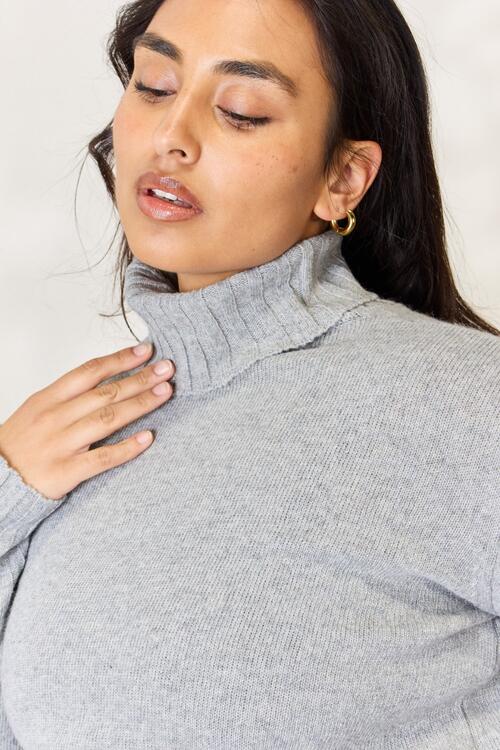 Heimish Full Size Turtleneck Long Sleeve Slit Sweater |1mrk.com