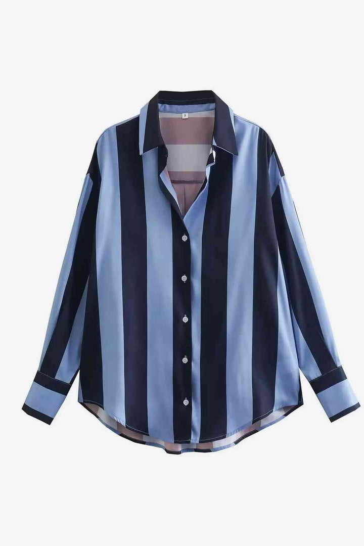Striped Dropped Shoulder Shirt |1mrk.com