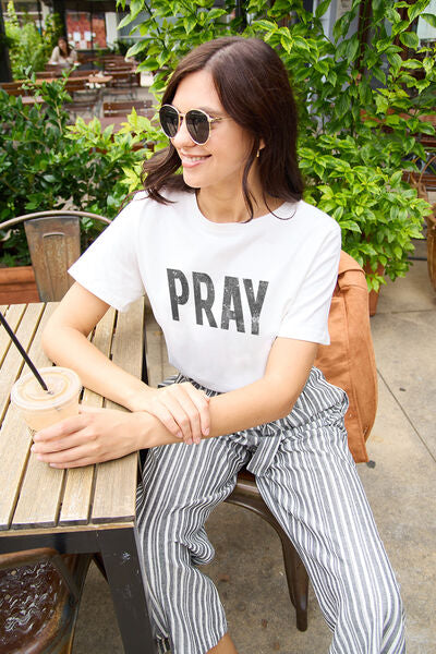 Simply Love Full Size PRAY Round Neck T-Shirt | Trendsi