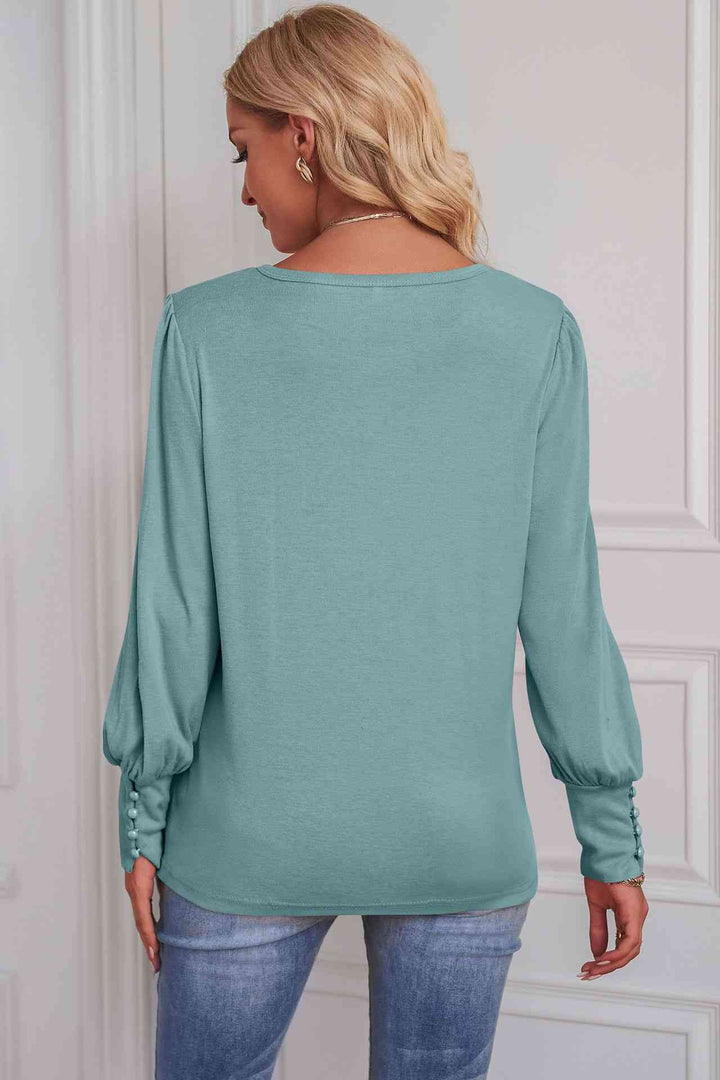 Round Neck Puff Sleeve T-Shirt | 1mrk.com