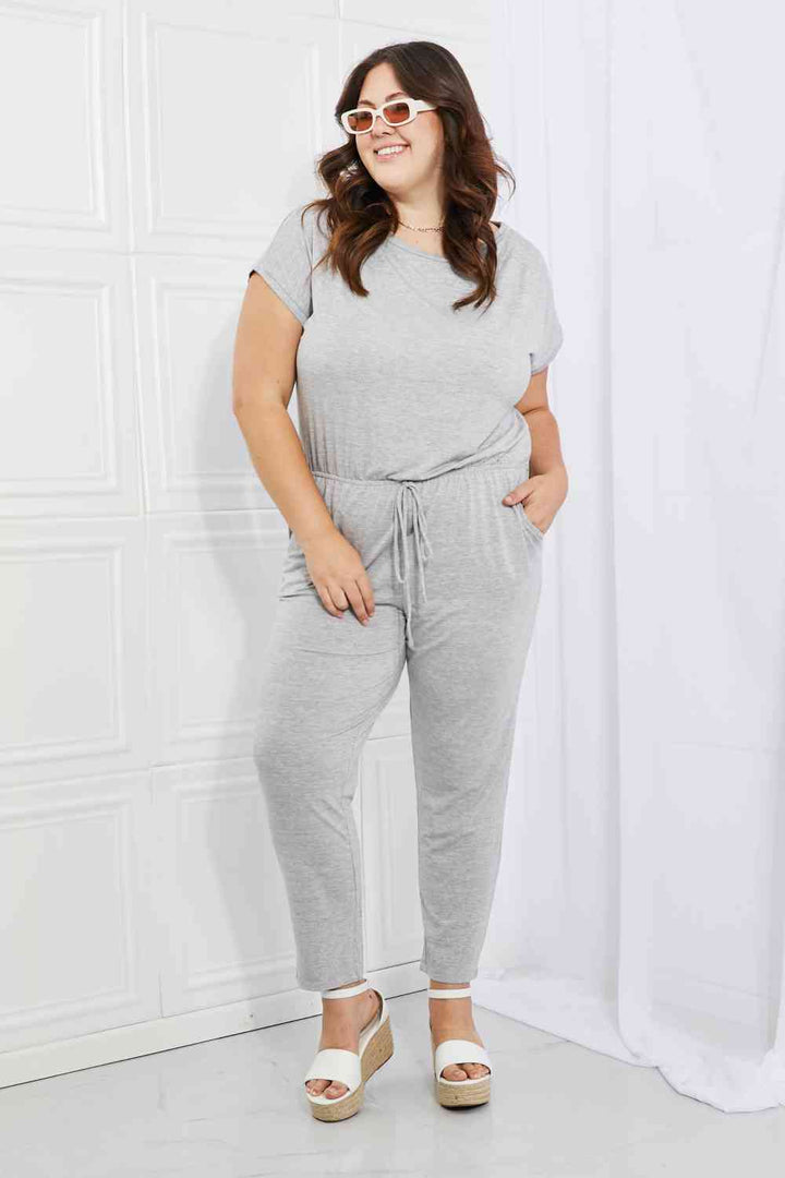 Culture Code Comfy Days Full Size Boat Neck Jumpsuit in Grey | 1mrk.com