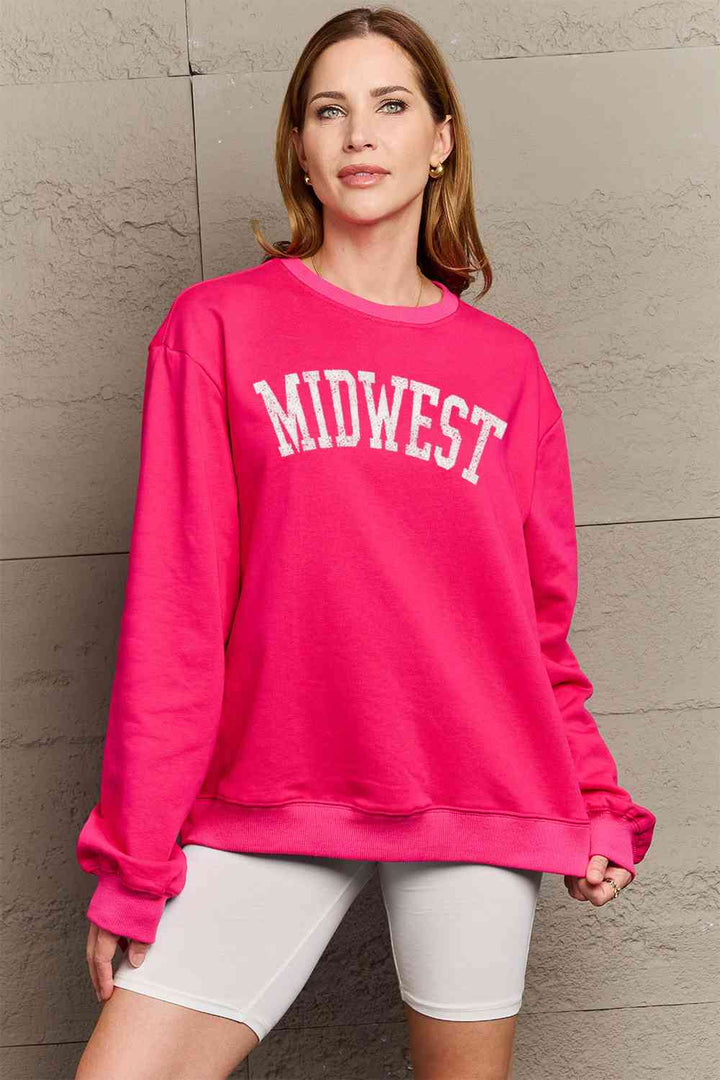 Simply Love Full Size MIDWEST Graphic Sweatshirt |1mrk.com