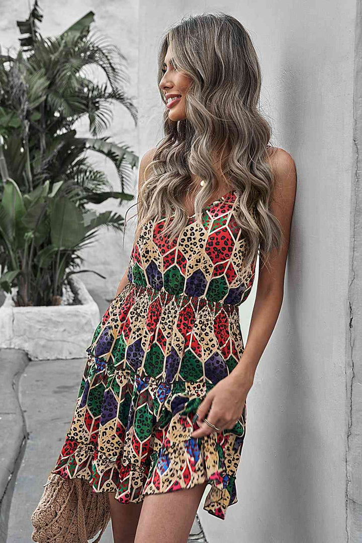 Leopard Geometric Print Dress |1mrk.com