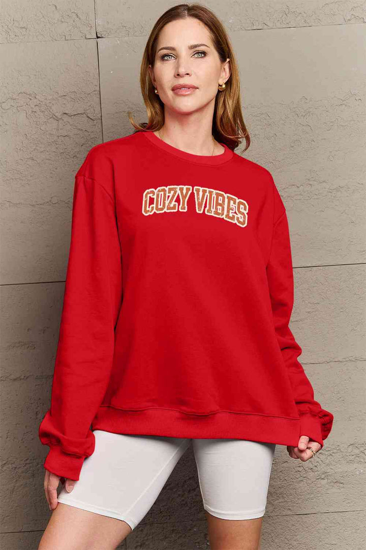 Simply Love Full Size COZY VIBES Graphic Sweatshirt |1mrk.com