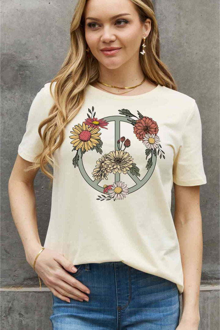 Simply Love Full Size Flower Graphic Cotton Tee | 1mrk.com