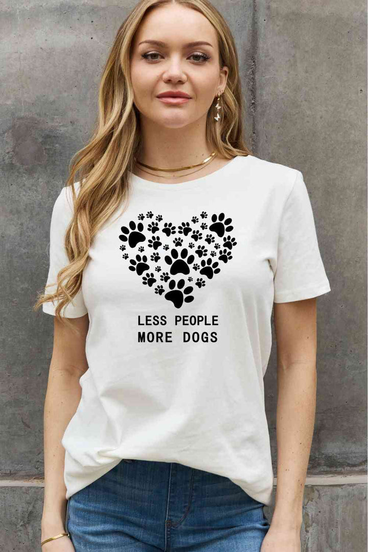 Simply Love Simply Love Full Size LESS PEOPLE MORE DOGS Heart Graphic Cotton Tee | 1mrk.com