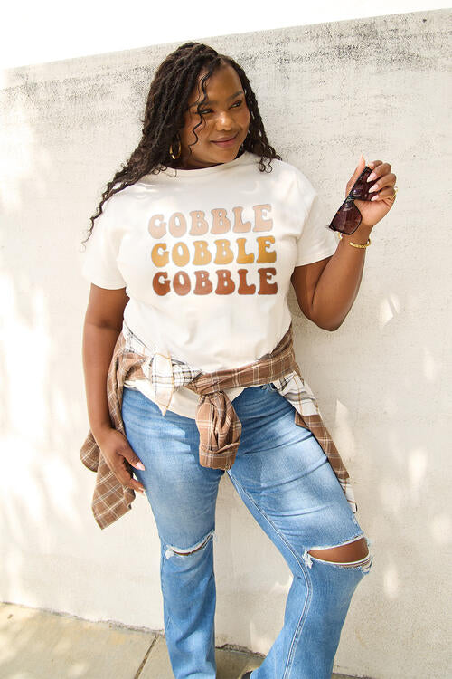 Simply Love Full Size GOBBLE Short Sleeve T-Shirt | 1mrk.com