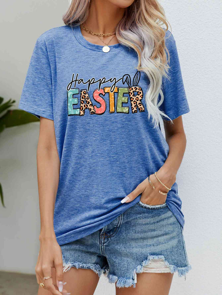 HAPPY EASTER Graphic Round Neck Tee Shirt | 1mrk.com