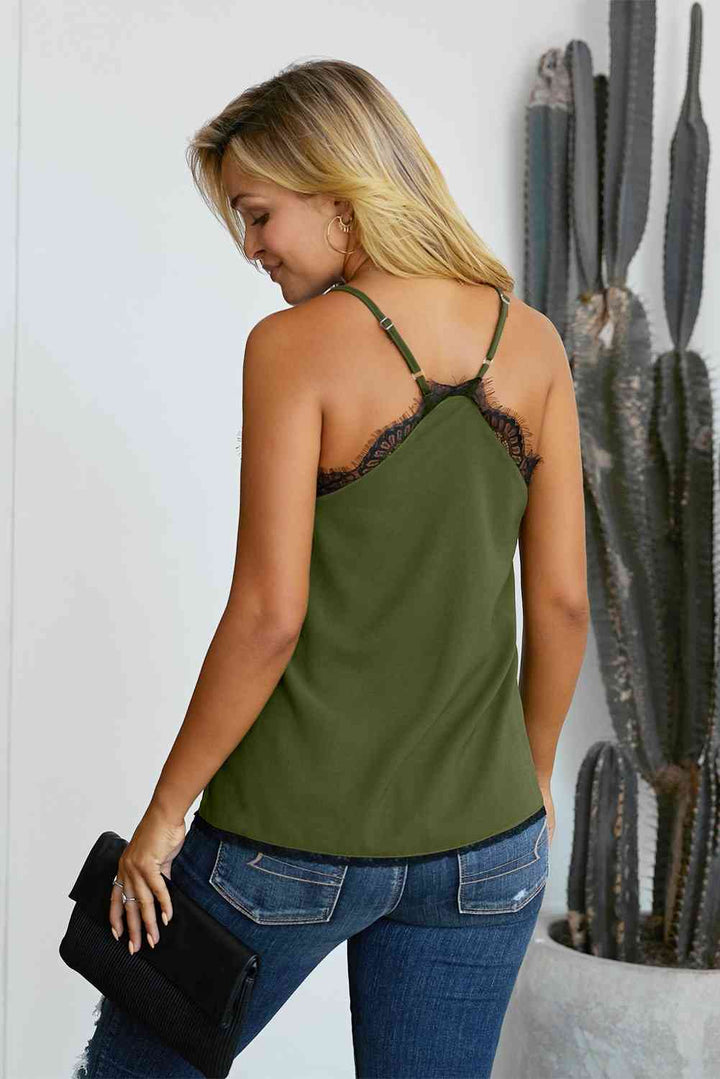 Lace Trim V-Neck Cami | 1mrk.com