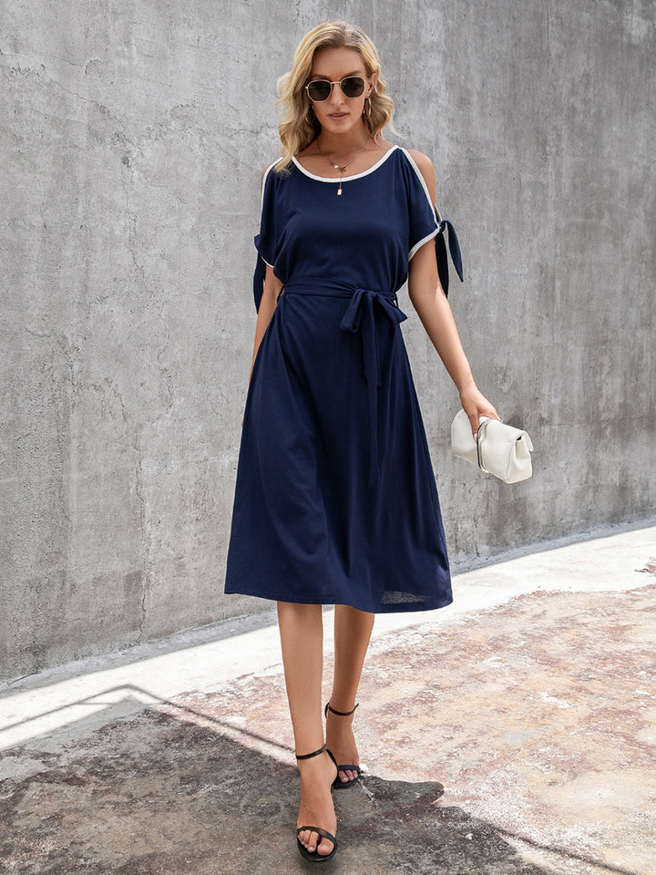 Round Neck Cold Shoulder Dress | Trendsi