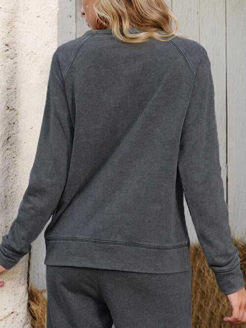 Round Neck Long Sleeve Sweatshirt |1mrk.com