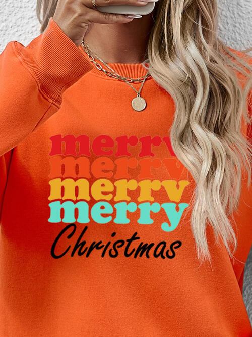 MERRY CHRISTMAS Graphic Long Sleeve Sweatshirt |1mrk.com