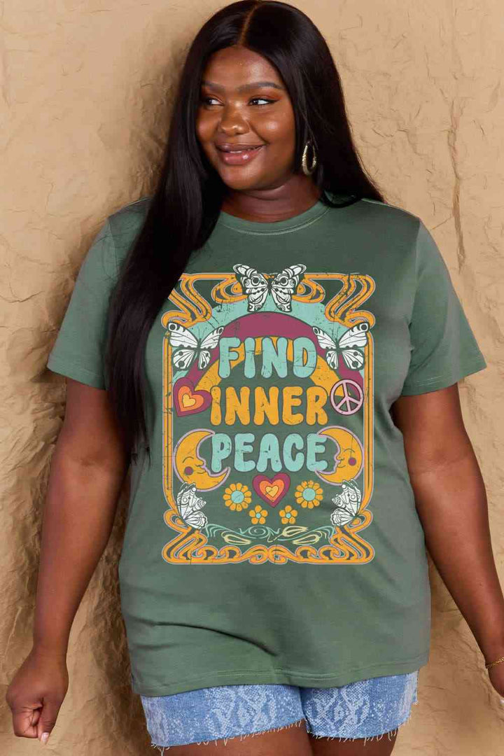 Simply Love Full Size FIND INNER PEACE Graphic Cotton T-Shirt | 1mrk.com