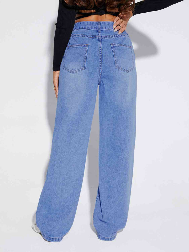 Buttoned Fly Long Jeans | 1mrk.com