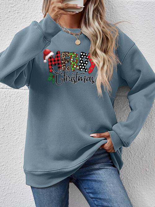 MERRY CHRISTMAS Round Neck Dropped Shoulder Sweatshirt |1mrk.com