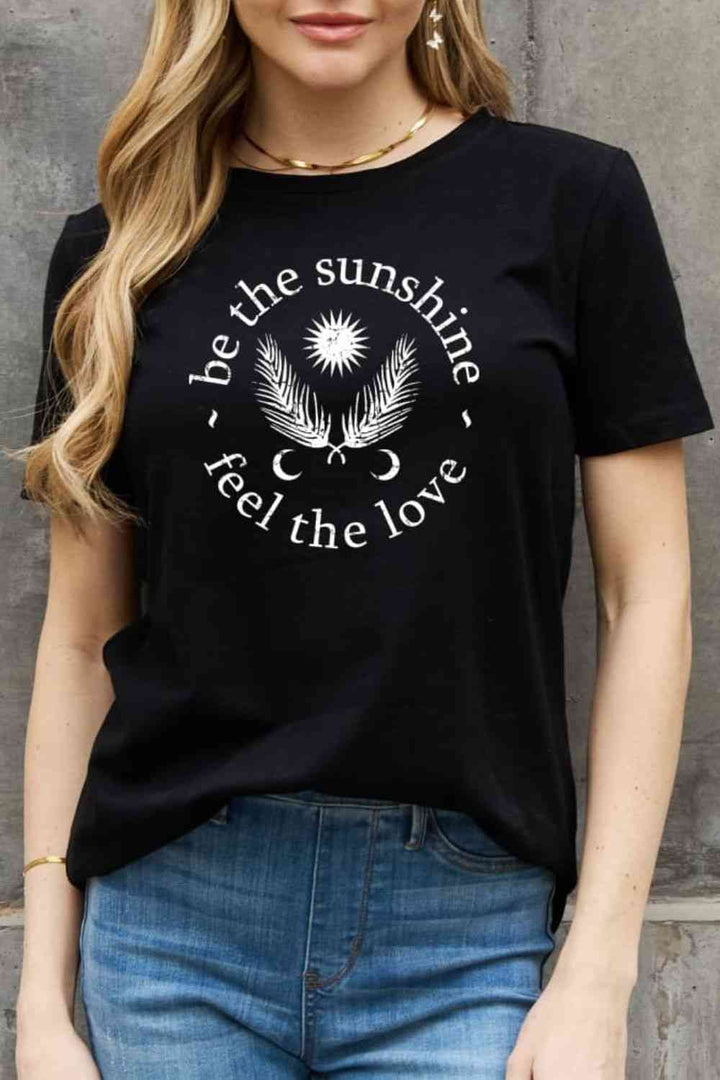 Simply Love Simply Love Full Size BE THE SUNSHINE FEEL THE LOVE Graphic Cotton Tee | 1mrk.com