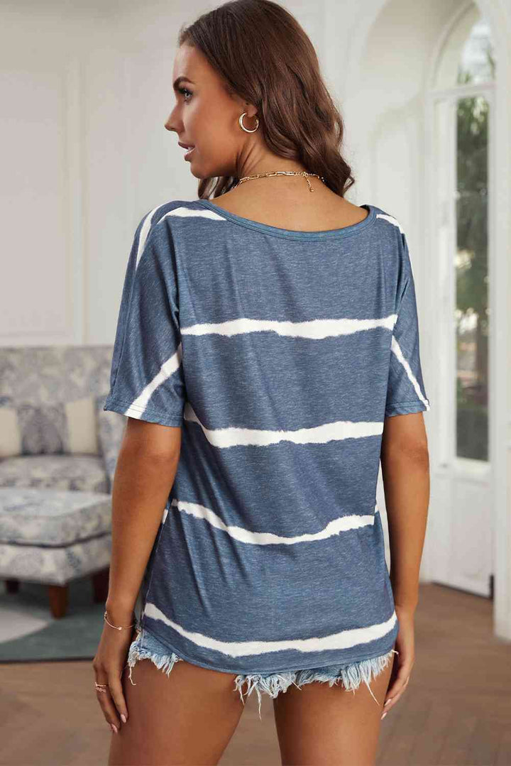 Striped Tie Front Tee Shirt | 1mrk.com