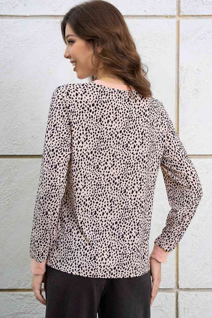 Full Size Printed Round Neck Long Sleeve T-Shirt | 1mrk.com