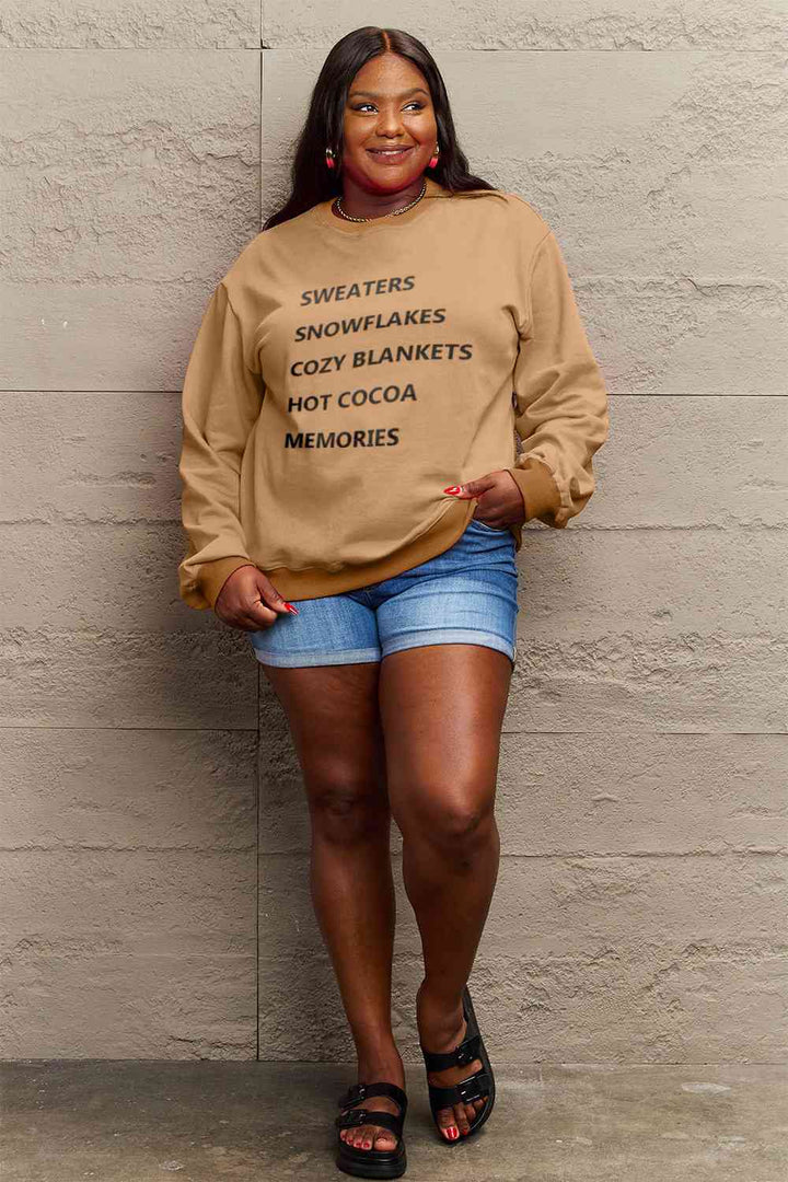 Simply Love Full Size Letter Graphic Round Neck Sweatshirt | 1mrk.com