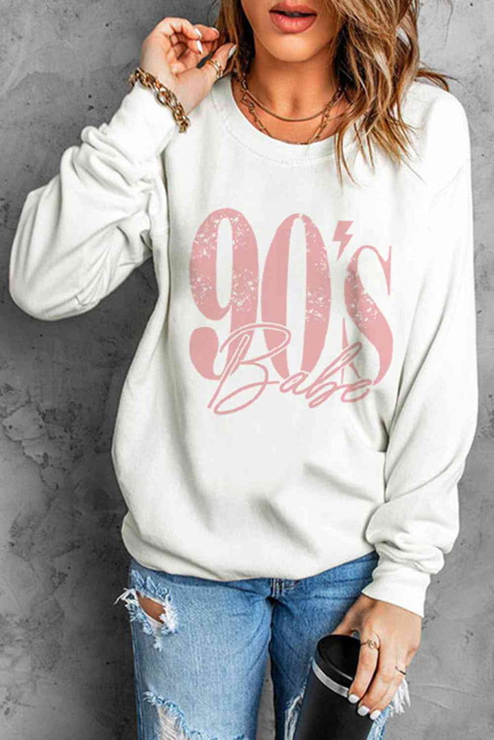 90's BABE Graphic Dropped Shoulder Sweatshirt |1mrk.com