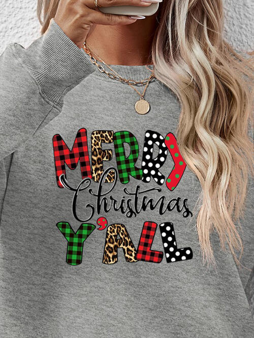 Letter Graphic Round Neck Long Sleeve Sweatshirt | Trendsi