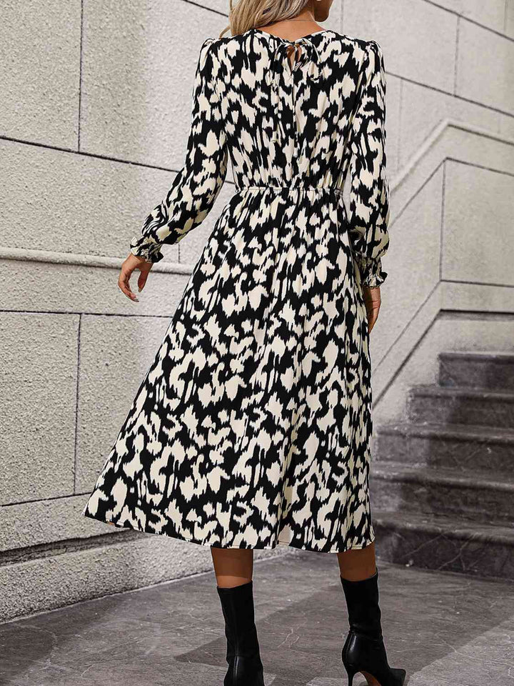 Leopard Long Sleeve Midi Dress |1mrk.com