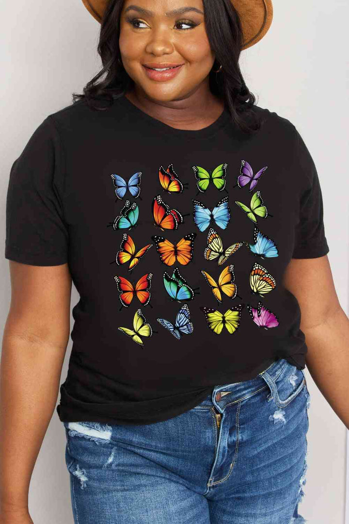 Simply Love Full Size Butterfly Graphic Cotton Tee | 1mrk.com