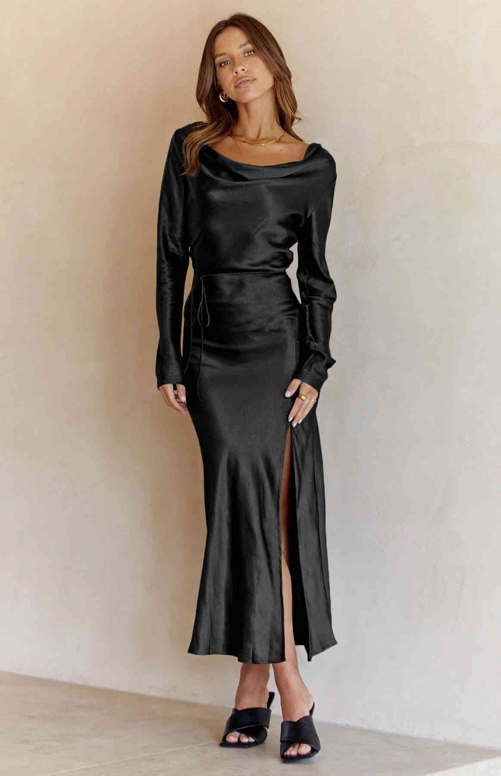 Cowl Neck Long Sleeve Maxi Dress | 1mrk.com