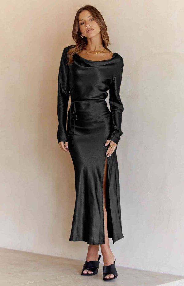 Cowl Neck Long Sleeve Maxi Dress | 1mrk.com