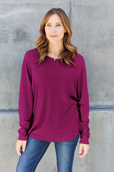 Double Take Full Size Round Neck Long Sleeve T-Shirt | 1mrk.com