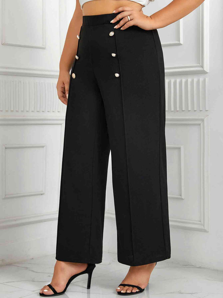 Plus Size High Waist Wide Pants | 1mrk.com