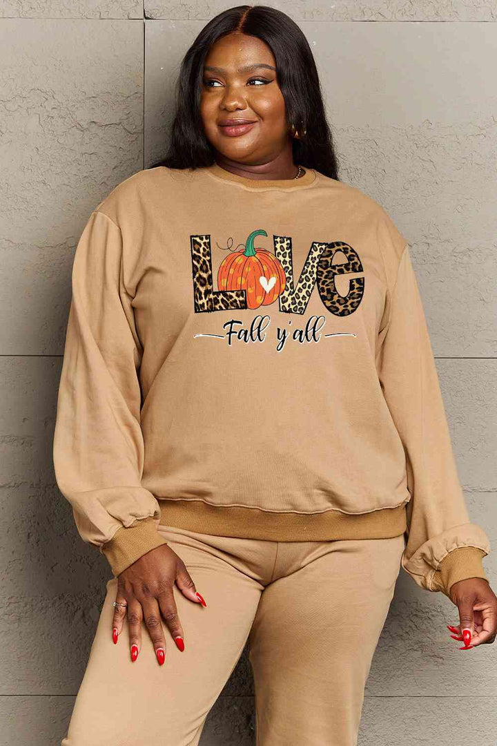 Simply Love Full Size LOVE FALL Y'ALL Graphic Sweatshirt |1mrk.com