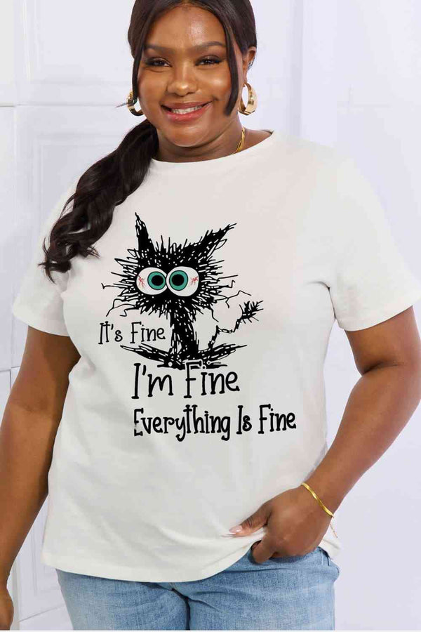Simply Love Full Size IT‘S FINE IT‘S FINE EVERYTHING IS FINE Graphic Cotton Tee | 1mrk.com