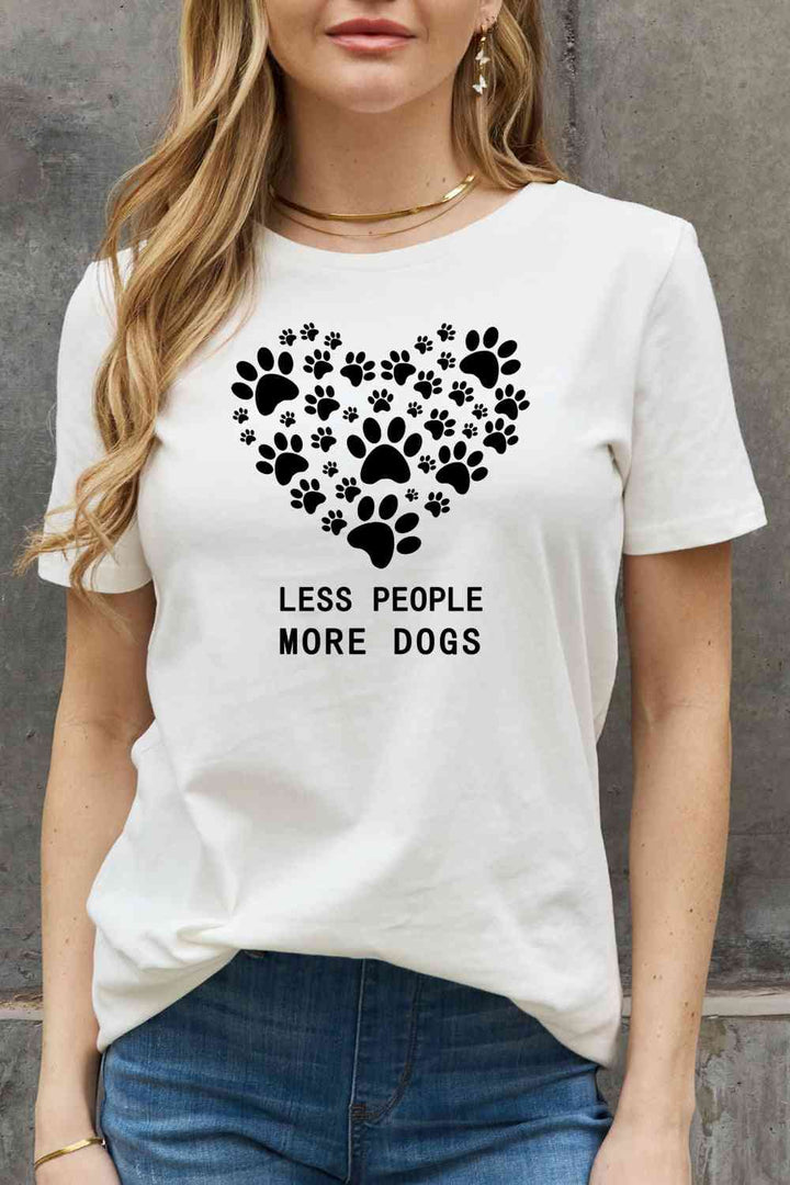 Simply Love Simply Love Full Size LESS PEOPLE MORE DOGS Heart Graphic Cotton Tee | 1mrk.com