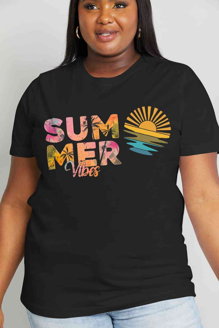 Simply Love Full Size SUMMER VIBES Graphic Cotton Tee | 1mrk.com