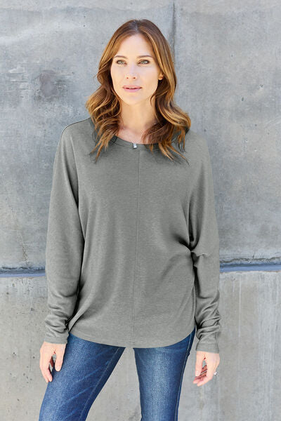 Double Take Full Size Round Neck Long Sleeve T-Shirt | 1mrk.com