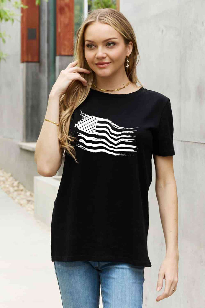 Simply Love Full Size US Flag Graphic Cotton Tee | 1mrk.com