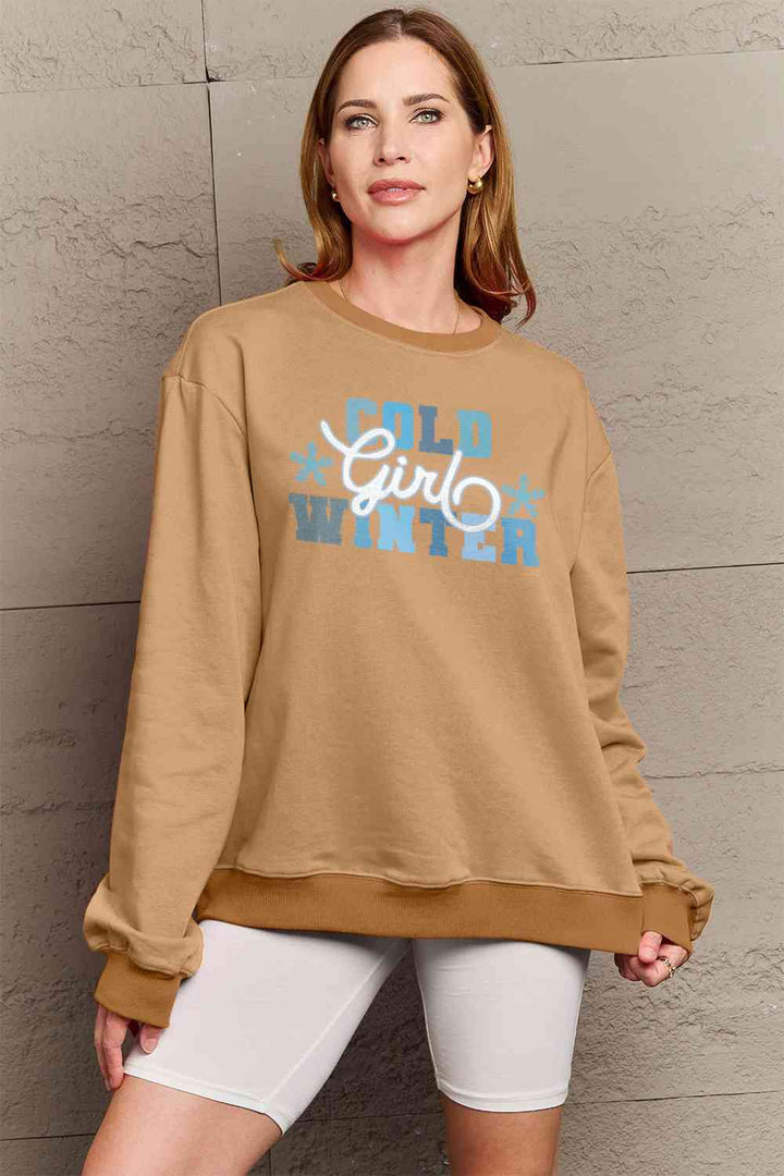 Simply Love Full Size COLD WINTER Graphic Long Sleeve Sweatshirt |1mrk.com