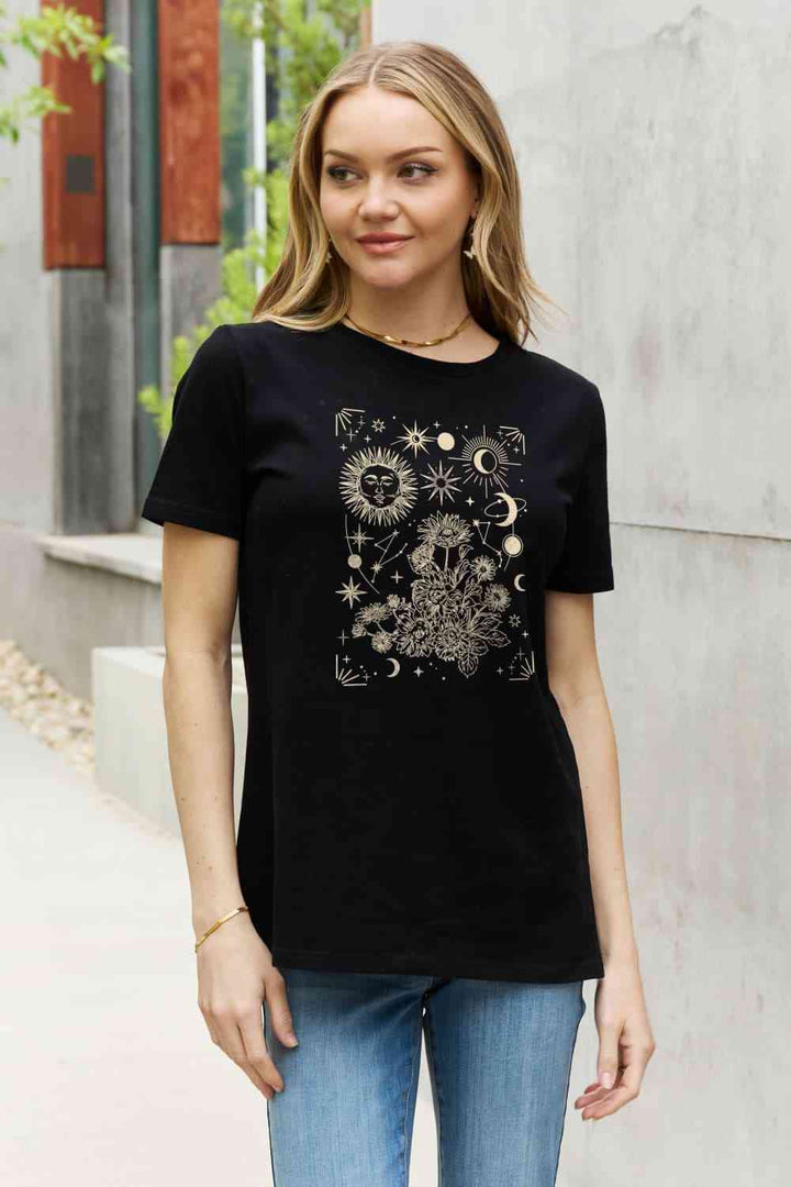 Simply Love Full Size Celestial Graphic Short Sleeve Cotton Tee | 1mrk.com