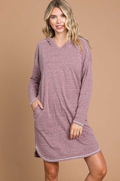 Culture Code Full Size Hooded Long Sleeve Sweater Dress |1mrk.com