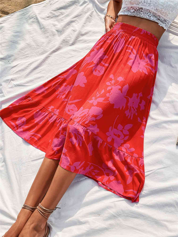 Printed Elastic Waist Skirt |1mrk.com