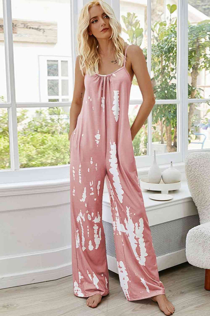 Tie-Dye Spaghetti Strap Jumpsuit with Pockets | 1mrk.com