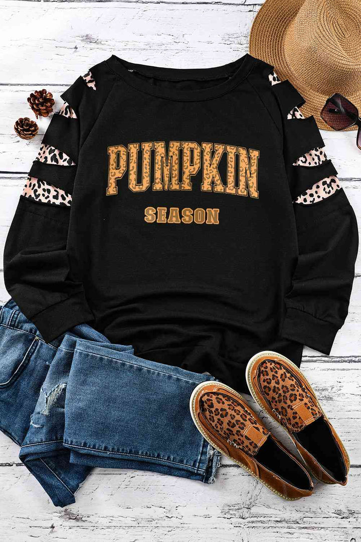 PUMPKIN SEASON Graphic  Leopard Sweatshirt |1mrk.com