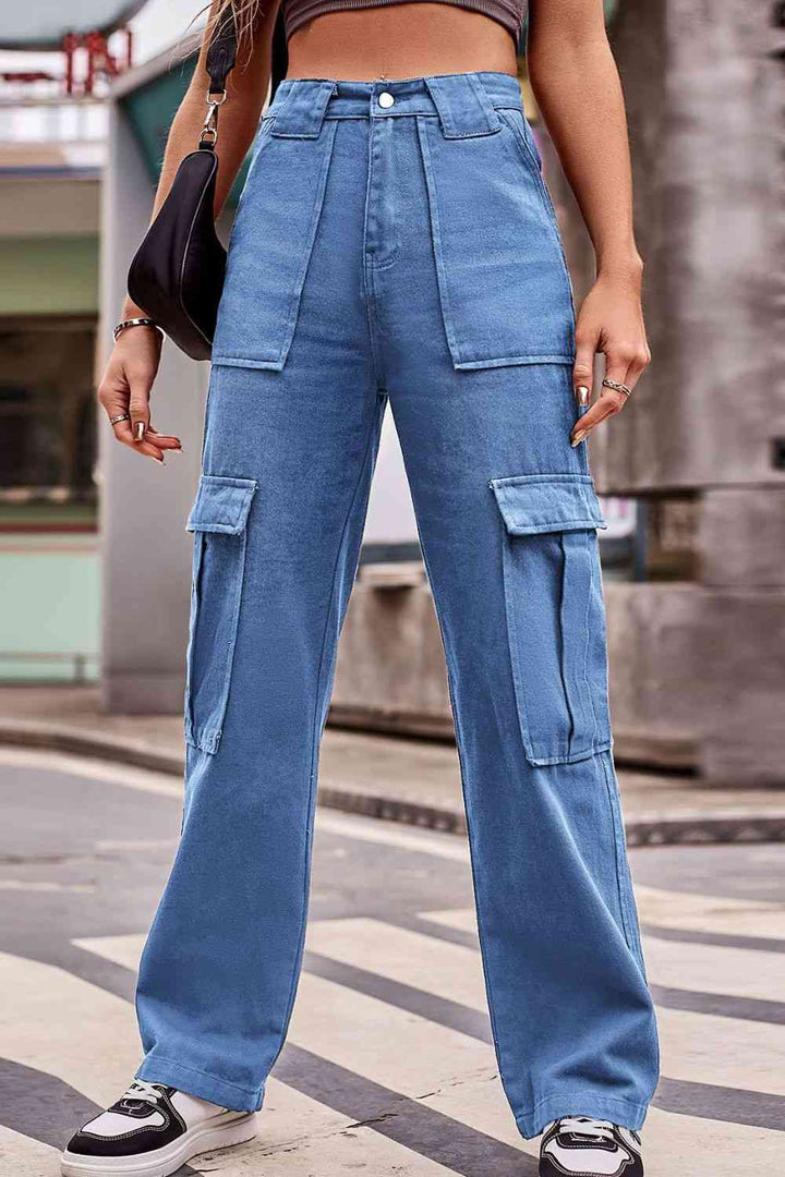 Buttoned High Waist Loose Fit Jeans | 1mrk.com