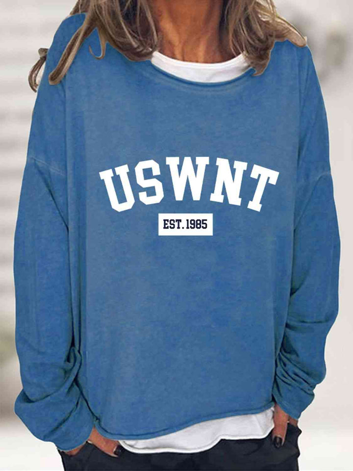 USWNT Round Neck Long Sleeve Sweatshirt |1mrk.com