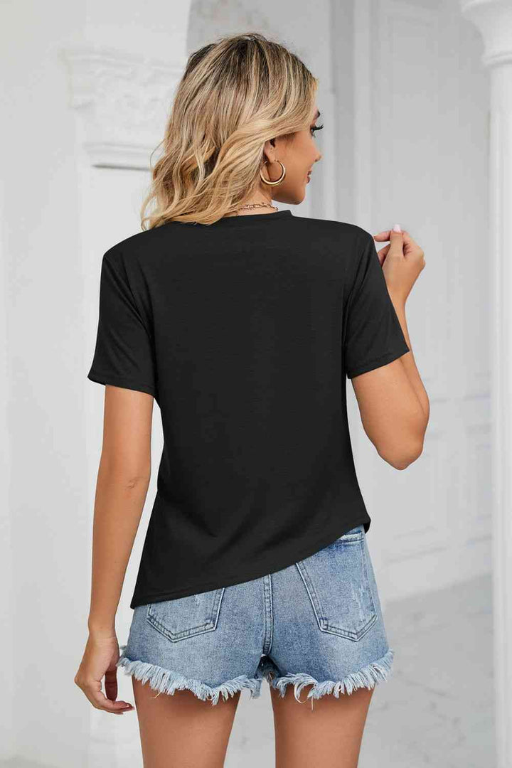 Ruched Hem Detail Crewneck T-Shirt | 1mrk.com