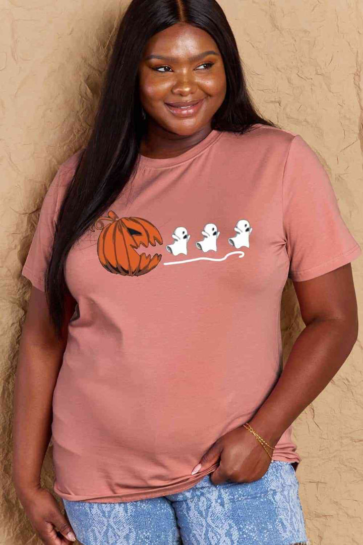 Simply Love Full Size Jack-O'-Lantern Graphic Cotton T-Shirt | 1mrk.com