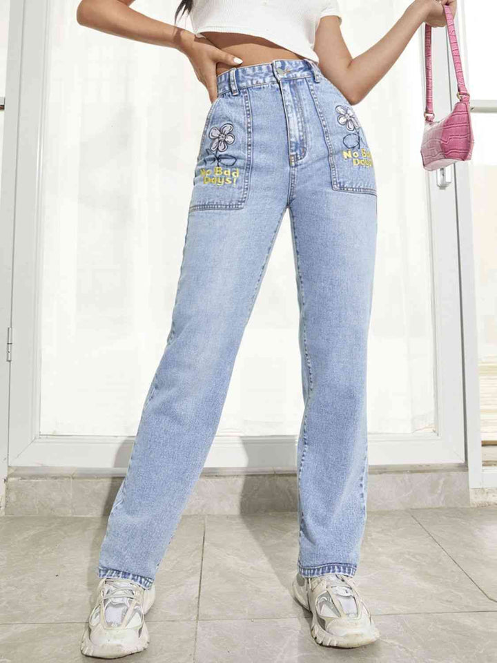 Graphic Straight Leg Jeans | 1mrk.com