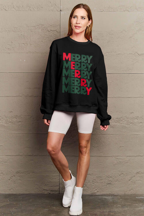 Simply Love Full Size MERRY Long Sleeve Sweatshirt |1mrk.com